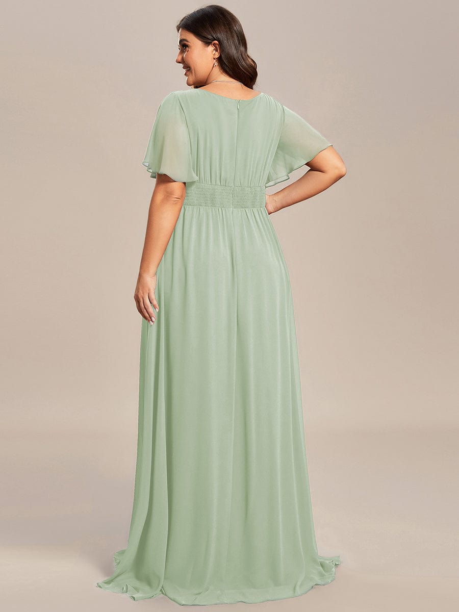 pretty KIMORA|Plus Size Simple Chiffon Pleated A-Line Bridesmaid Dress