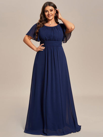 pretty KIMORA|Plus Size Simple Chiffon Pleated A-Line Bridesmaid Dress