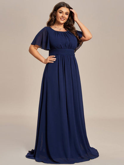 pretty KIMORA|Plus Size Simple Chiffon Pleated A-Line Bridesmaid Dress