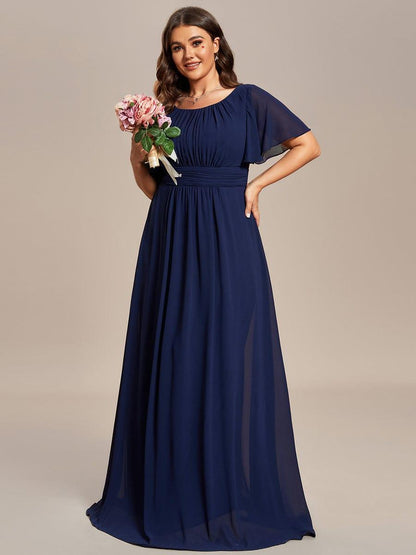 pretty KIMORA|Plus Size Simple Chiffon Pleated A-Line Bridesmaid Dress