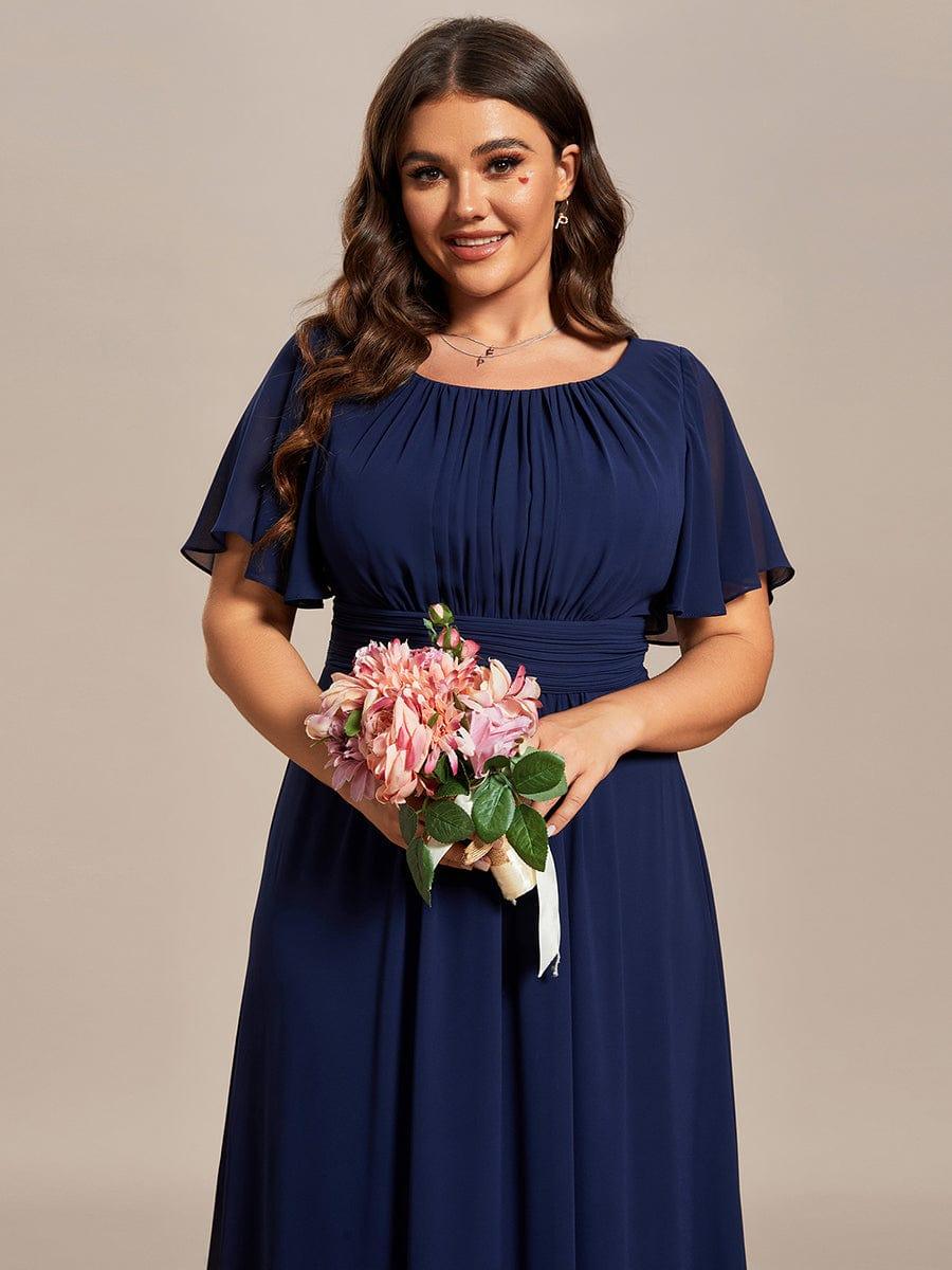 pretty KIMORA|Plus Size Simple Chiffon Pleated A-Line Bridesmaid Dress