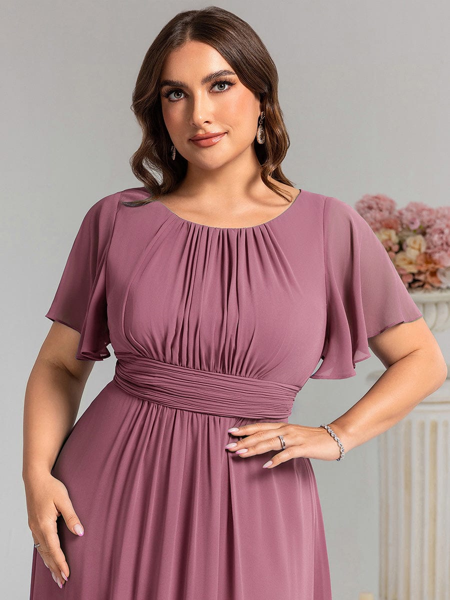 pretty KIMORA|Plus Size Simple Chiffon Pleated A-Line Bridesmaid Dress