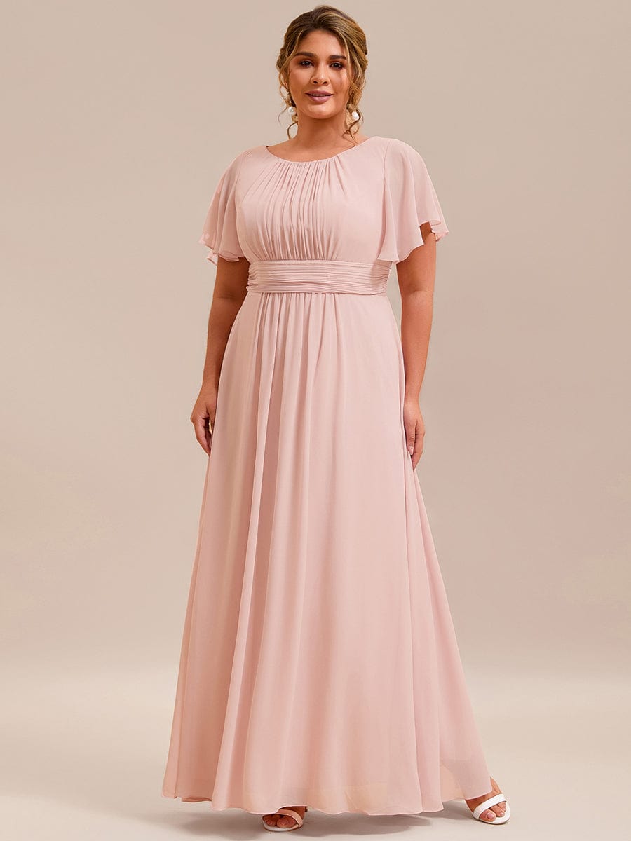pretty KIMORA|Plus Size Simple Chiffon Pleated A-Line Bridesmaid Dress