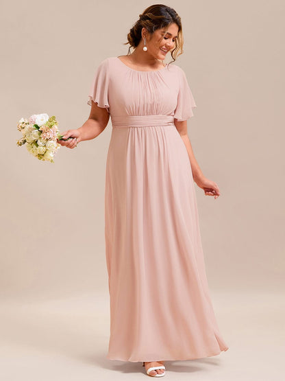 pretty KIMORA|Plus Size Simple Chiffon Pleated A-Line Bridesmaid Dress