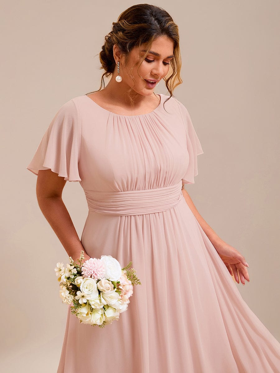 pretty KIMORA|Plus Size Simple Chiffon Pleated A-Line Bridesmaid Dress