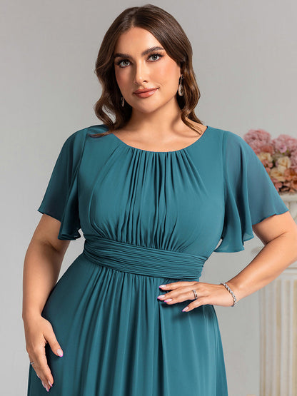pretty KIMORA|Plus Size Simple Chiffon Pleated A-Line Bridesmaid Dress