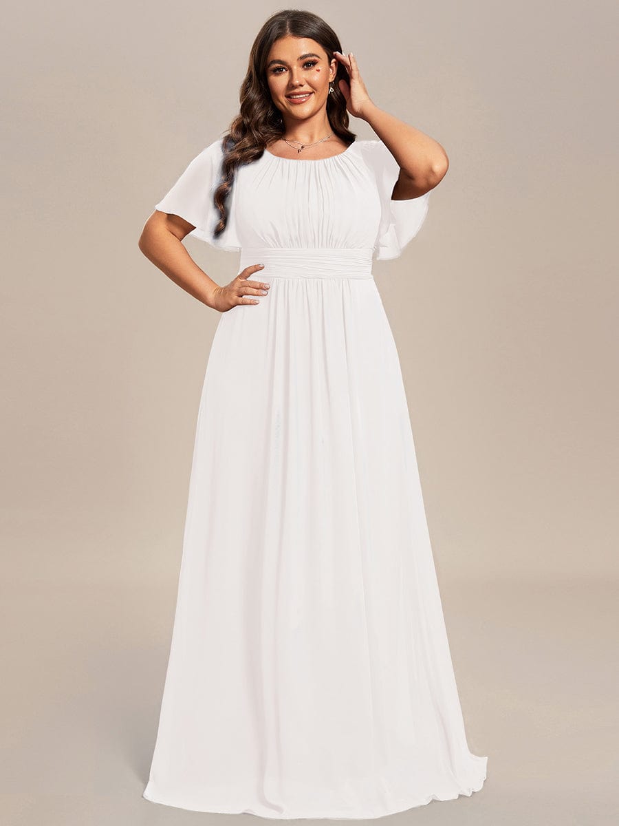 pretty KIMORA|Plus Size Simple Chiffon Pleated A-Line Bridesmaid Dress