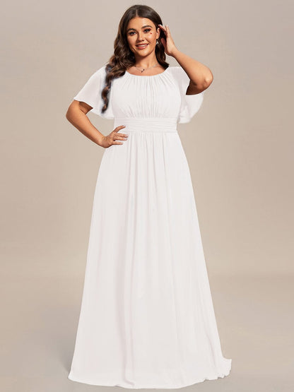 pretty KIMORA|Plus Size Simple Chiffon Pleated A-Line Bridesmaid Dress