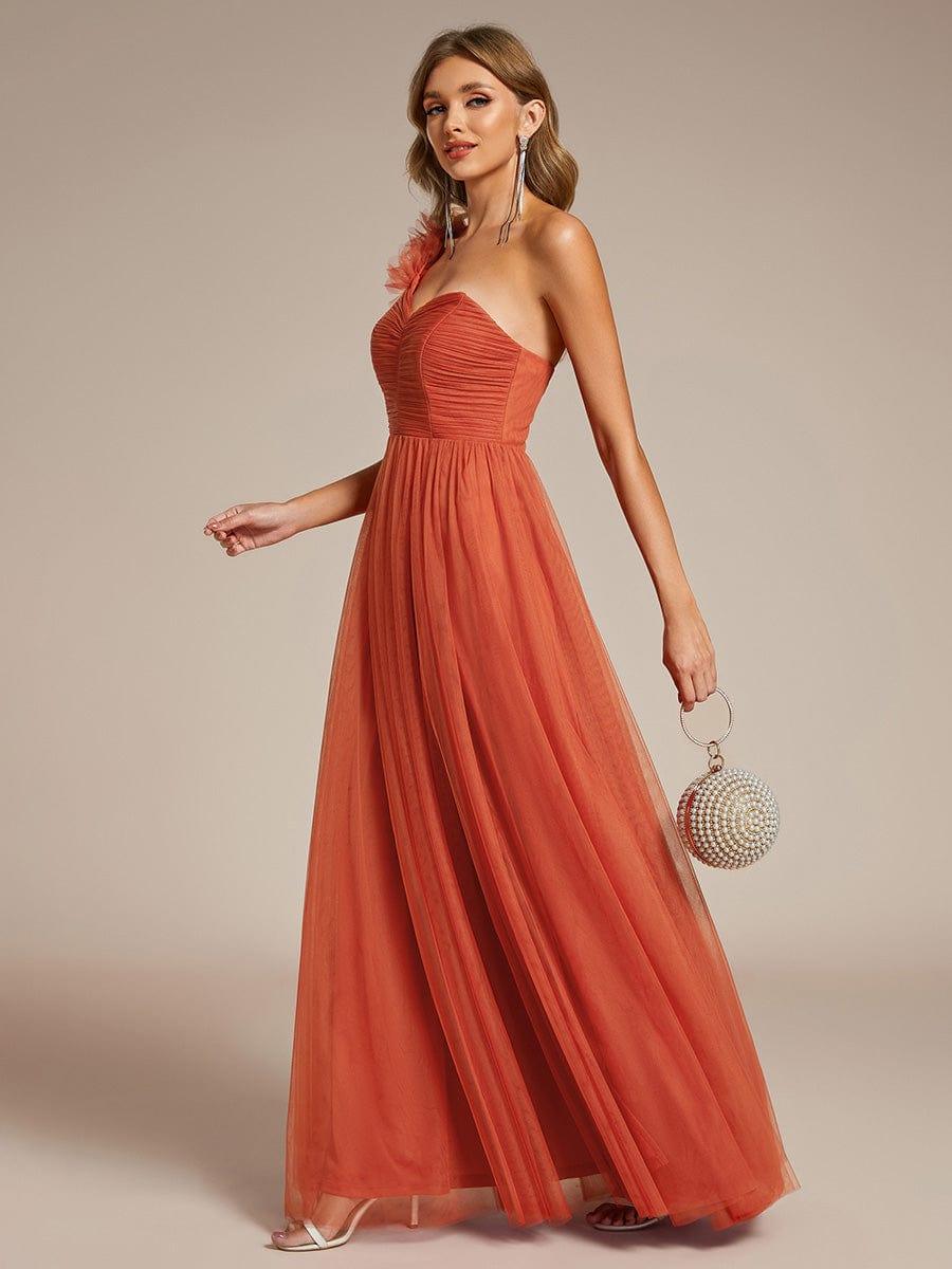 ever CLOE|Sweetheart Neckline One Shoulder with Floral Tulle High Slit Bridesmaid Dress