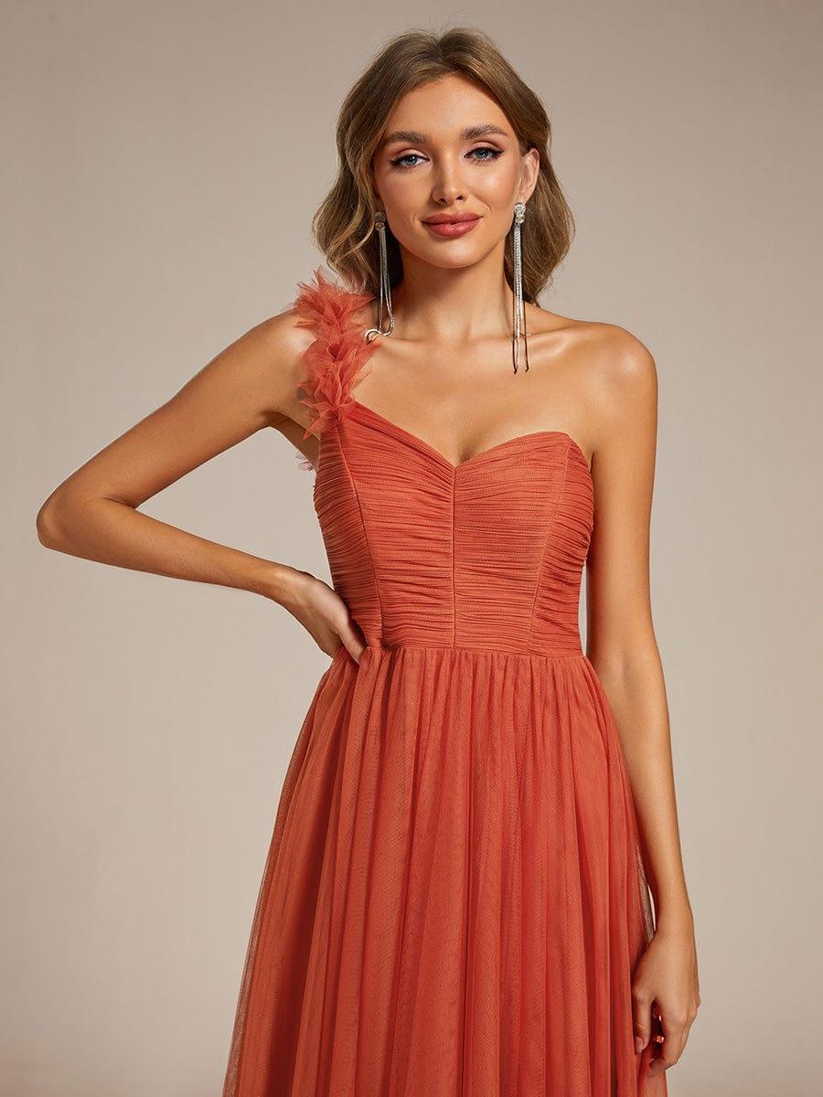 ever CLOE|Sweetheart Neckline One Shoulder with Floral Tulle High Slit Bridesmaid Dress
