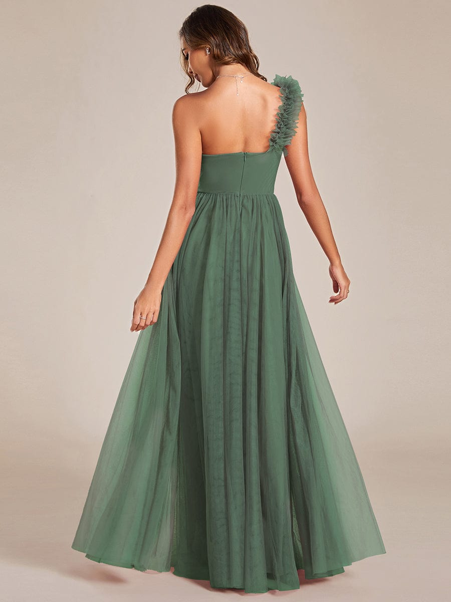 ever CLOE|Sweetheart Neckline One Shoulder with Floral Tulle High Slit Bridesmaid Dress