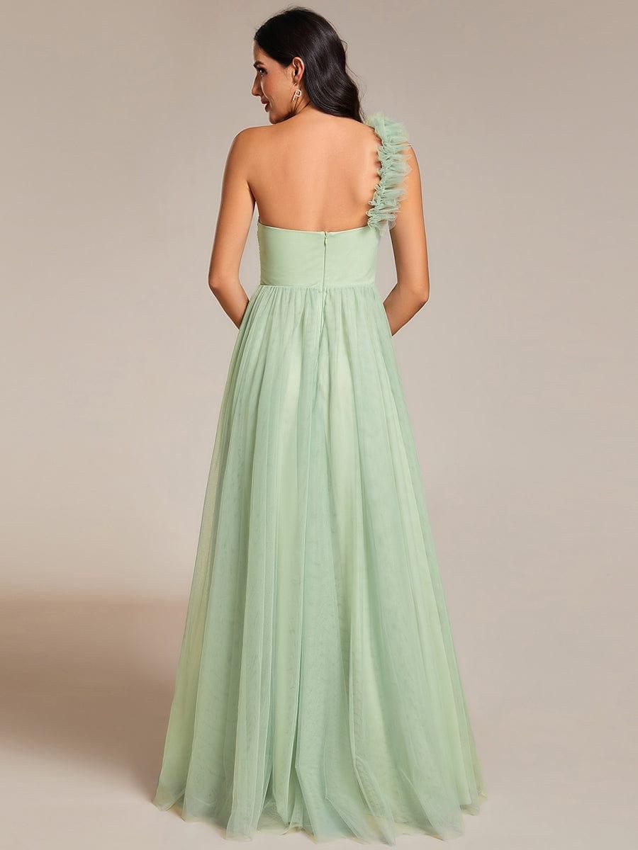 ever CLOE|Sweetheart Neckline One Shoulder with Floral Tulle High Slit Bridesmaid Dress
