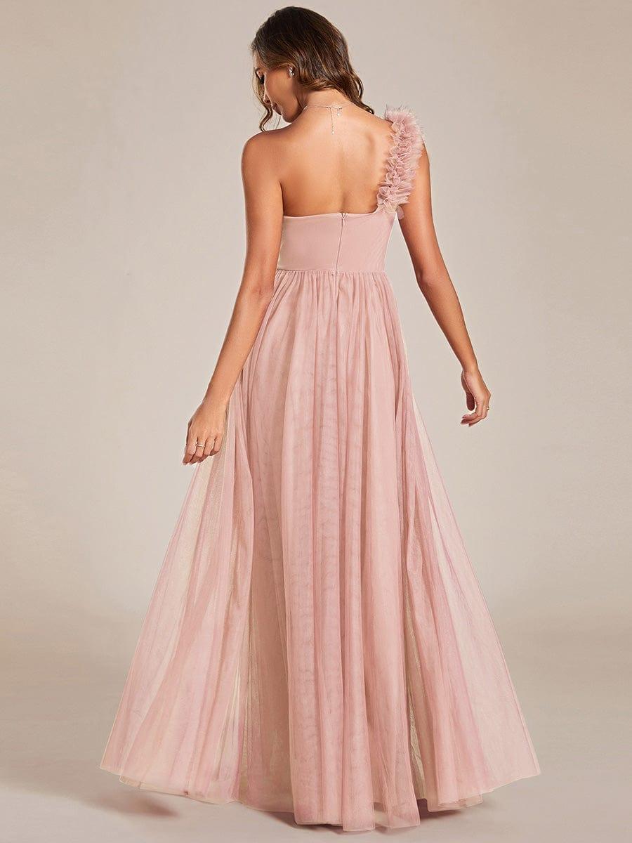 ever CLOE|Sweetheart Neckline One Shoulder with Floral Tulle High Slit Bridesmaid Dress