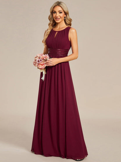 ever KALIA|Simple Sleeveless A-line Chiffon Bridesmaid Dress with Hollow Out Detail