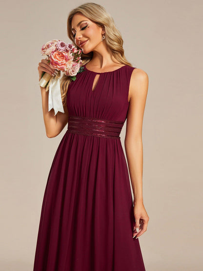 ever KALIA|Simple Sleeveless A-line Chiffon Bridesmaid Dress with Hollow Out Detail