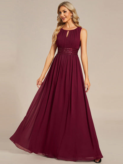 ever KALIA|Simple Sleeveless A-line Chiffon Bridesmaid Dress with Hollow Out Detail