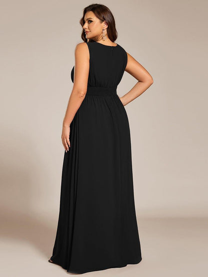pretty KALIA|Plus Size Hollow Out Sleeveless Empire Waist Chiffon Bridesmaid Dress