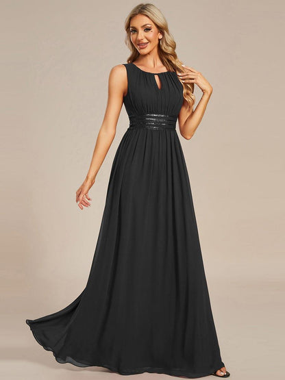 ever KALIA|Simple Sleeveless A-line Chiffon Bridesmaid Dress with Hollow Out Detail