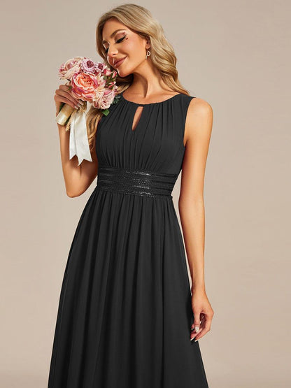 ever KALIA|Simple Sleeveless A-line Chiffon Bridesmaid Dress with Hollow Out Detail