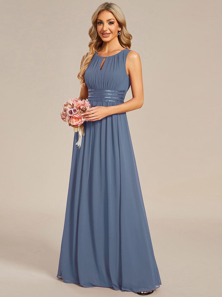 ever KALIA|Simple Sleeveless A-line Chiffon Bridesmaid Dress with Hollow Out Detail