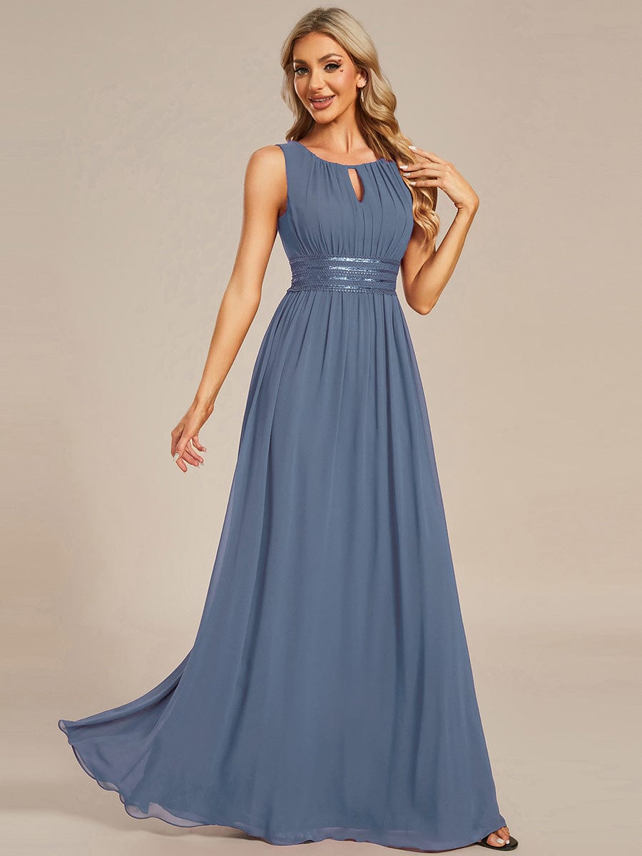 ever KALIA|Simple Sleeveless A-line Chiffon Bridesmaid Dress with Hollow Out Detail