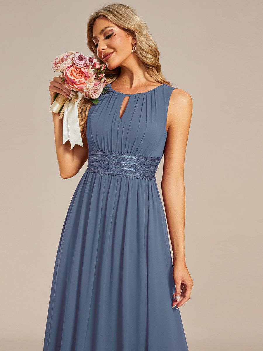ever KALIA|Simple Sleeveless A-line Chiffon Bridesmaid Dress with Hollow Out Detail