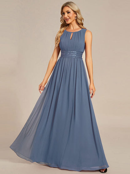 ever KALIA|Simple Sleeveless A-line Chiffon Bridesmaid Dress with Hollow Out Detail