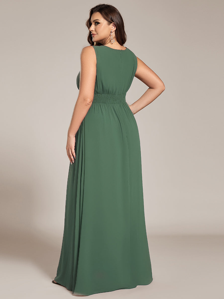 pretty KALIA|Plus Size Hollow Out Sleeveless Empire Waist Chiffon Bridesmaid Dress