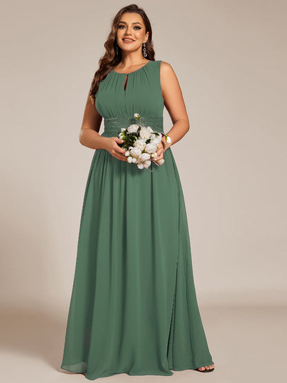 pretty KALIA|Plus Size Hollow Out Sleeveless Empire Waist Chiffon Bridesmaid Dress