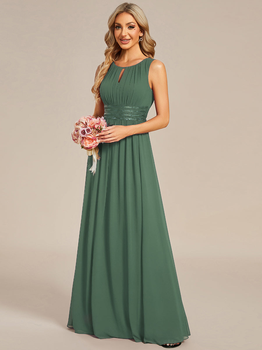 ever KALIA|Simple Sleeveless A-line Chiffon Bridesmaid Dress with Hollow Out Detail