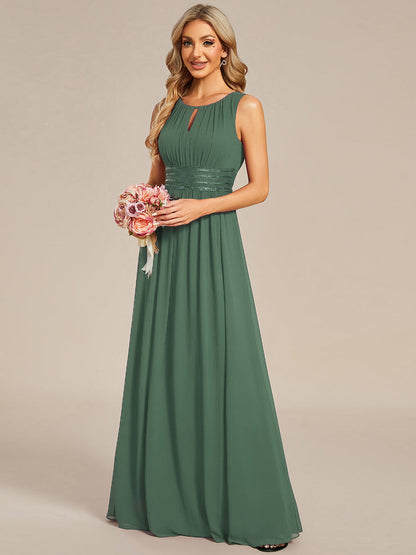 ever KALIA|Simple Sleeveless A-line Chiffon Bridesmaid Dress with Hollow Out Detail