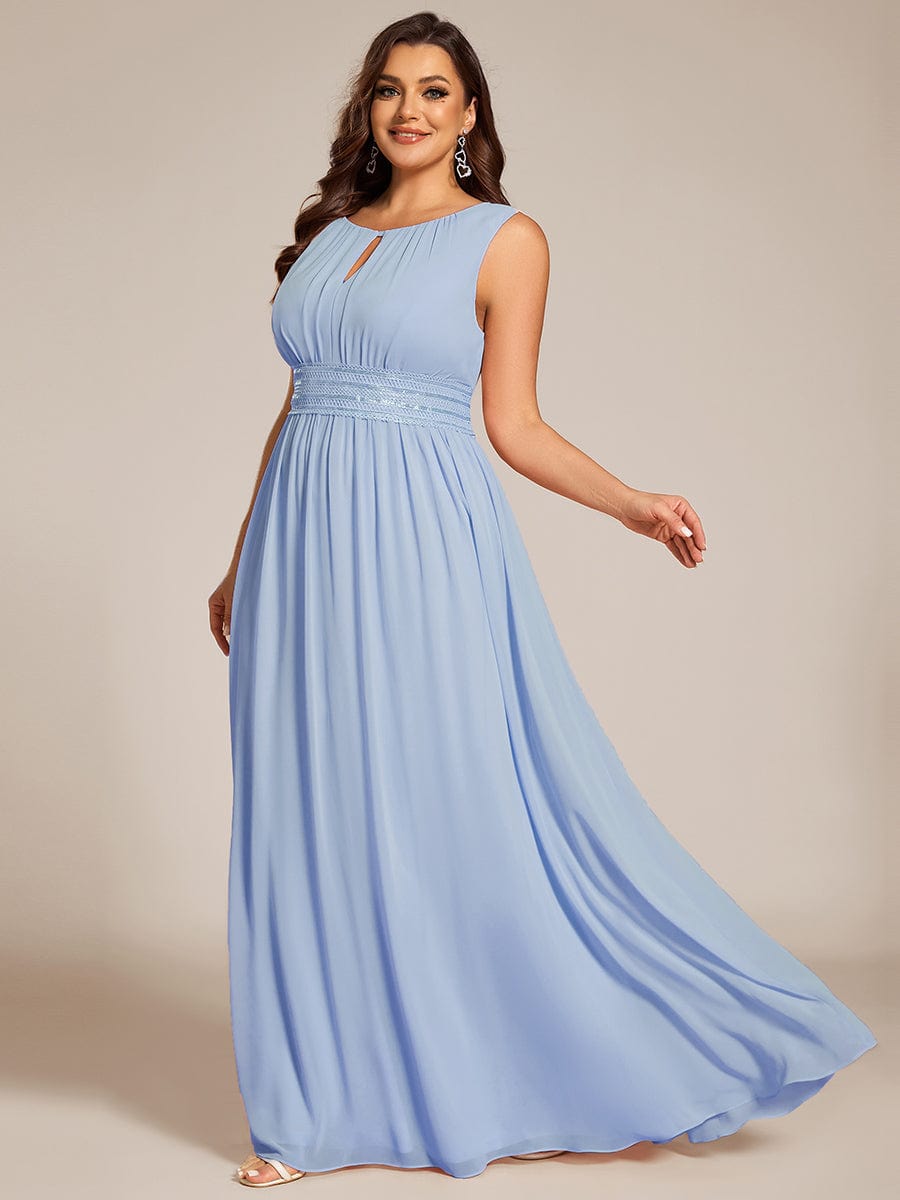 pretty KALIA|Plus Size Hollow Out Sleeveless Empire Waist Chiffon Bridesmaid Dress