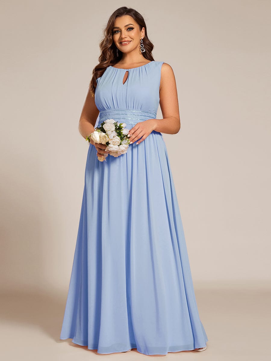 pretty KALIA|Plus Size Hollow Out Sleeveless Empire Waist Chiffon Bridesmaid Dress
