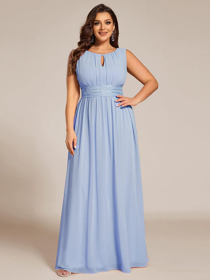 pretty KALIA|Plus Size Hollow Out Sleeveless Empire Waist Chiffon Bridesmaid Dress