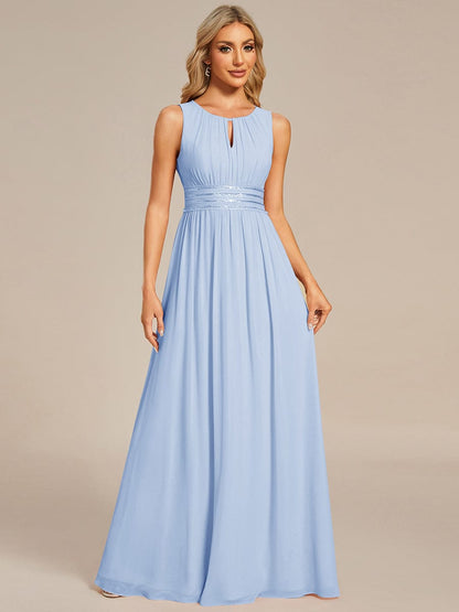 ever KALIA|Simple Sleeveless A-line Chiffon Bridesmaid Dress with Hollow Out Detail