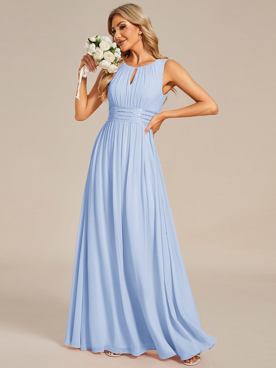 ever KALIA|Simple Sleeveless A-line Chiffon Bridesmaid Dress with Hollow Out Detail