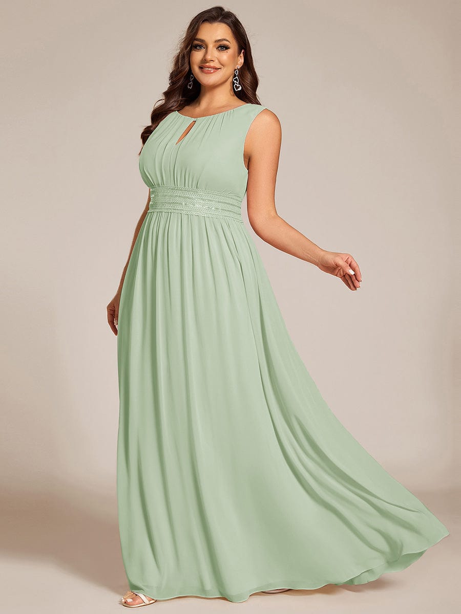 ever KALIA|Simple Sleeveless A-line Chiffon Bridesmaid Dress with Hollow Out Detail