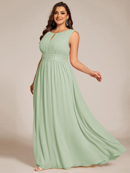 ever KALIA|Simple Sleeveless A-line Chiffon Bridesmaid Dress with Hollow Out Detail