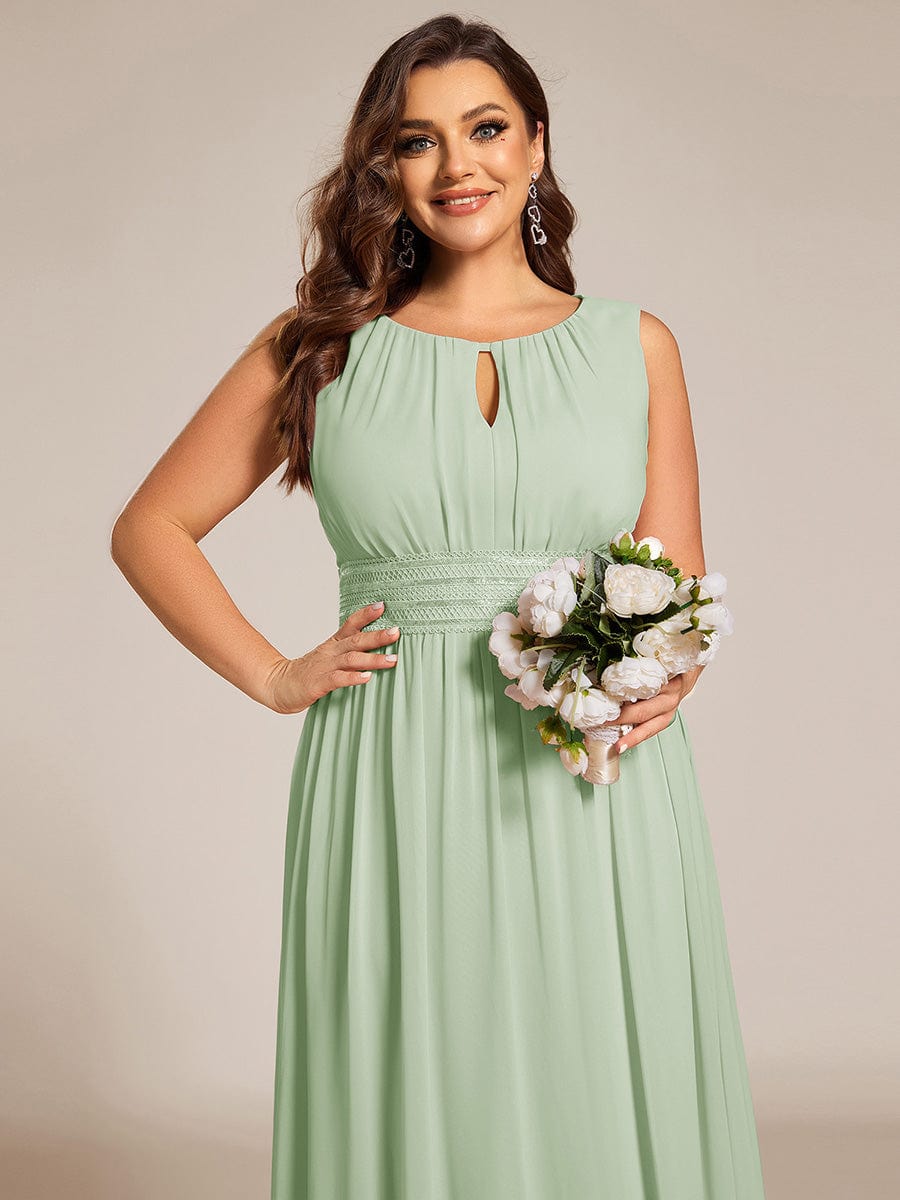 pretty KALIA|Plus Size Hollow Out Sleeveless Empire Waist Chiffon Bridesmaid Dress