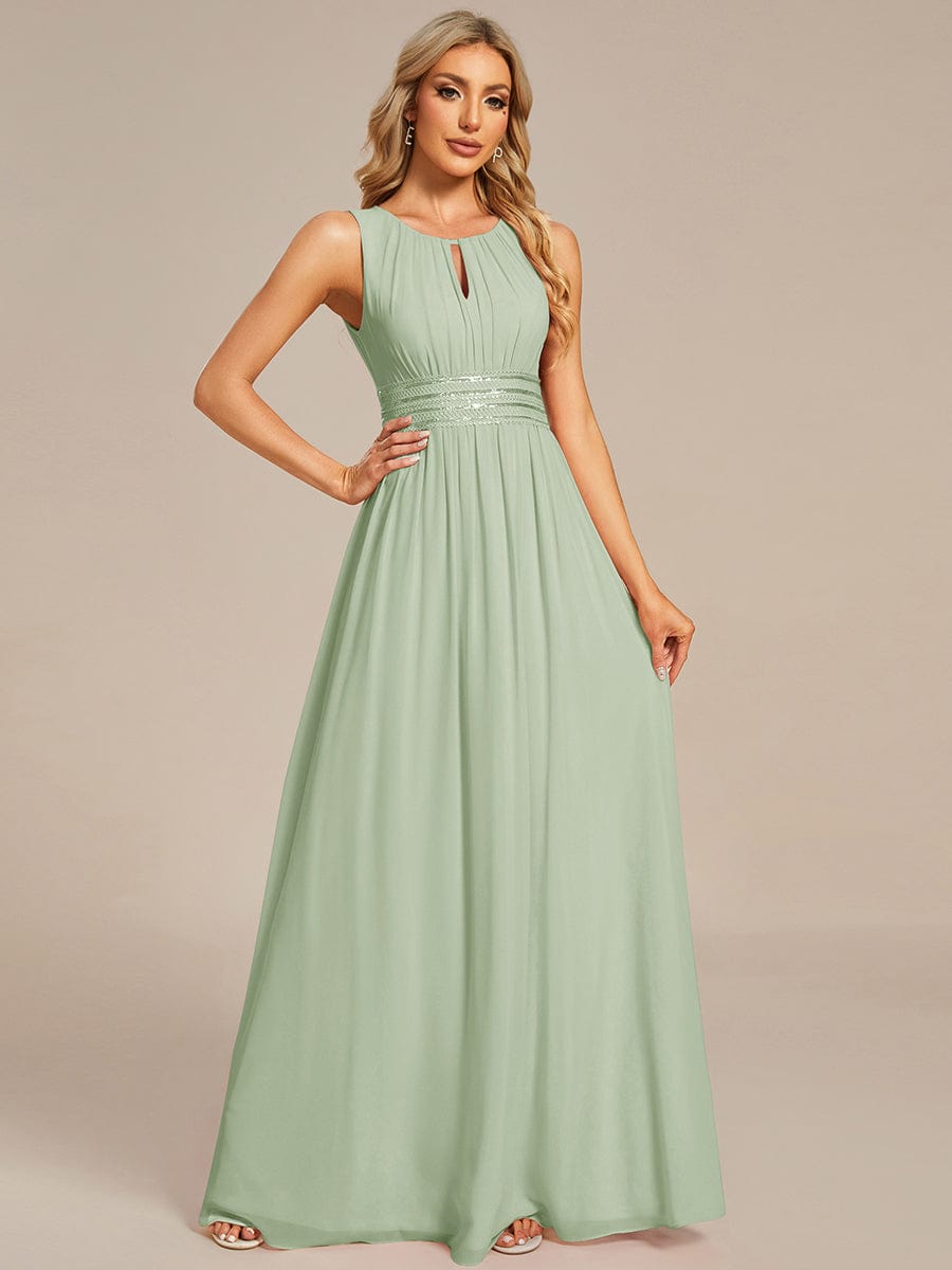 ever KALIA|Simple Sleeveless A-line Chiffon Bridesmaid Dress with Hollow Out Detail