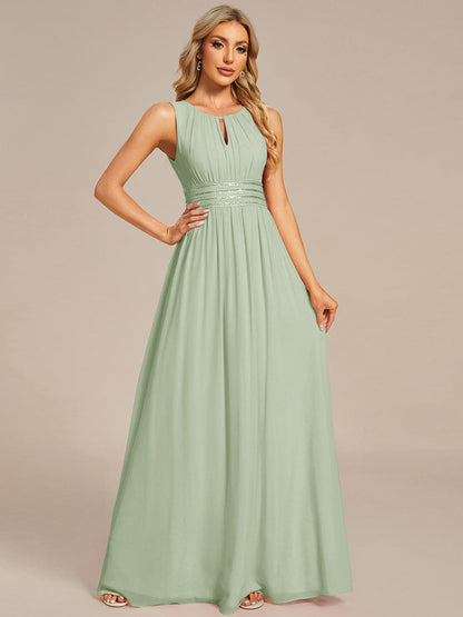 ever KALIA|Simple Sleeveless A-line Chiffon Bridesmaid Dress with Hollow Out Detail