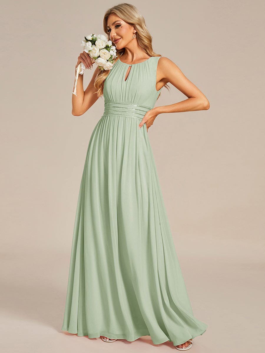ever KALIA|Simple Sleeveless A-line Chiffon Bridesmaid Dress with Hollow Out Detail