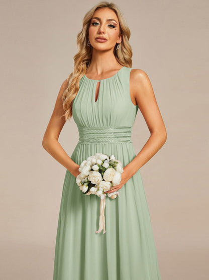 ever KALIA|Simple Sleeveless A-line Chiffon Bridesmaid Dress with Hollow Out Detail