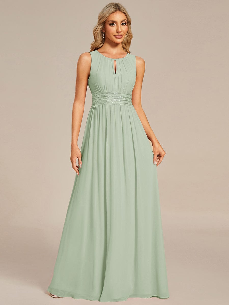 ever KALIA|Simple Sleeveless A-line Chiffon Bridesmaid Dress with Hollow Out Detail