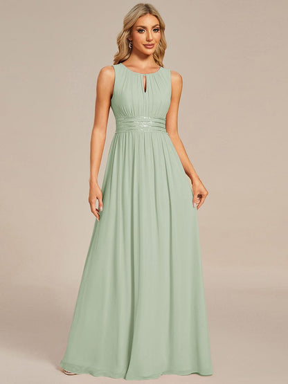 ever KALIA|Simple Sleeveless A-line Chiffon Bridesmaid Dress with Hollow Out Detail