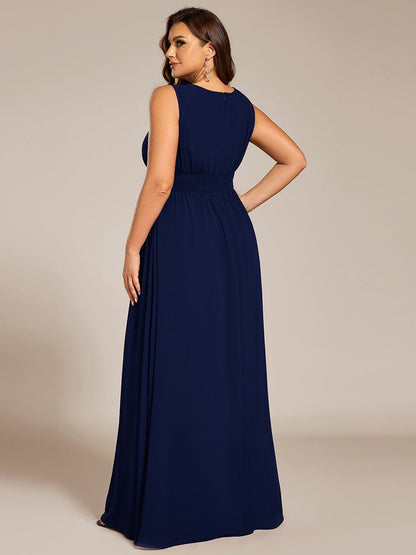 pretty KALIA|Plus Size Hollow Out Sleeveless Empire Waist Chiffon Bridesmaid Dress
