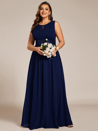 pretty KALIA|Plus Size Hollow Out Sleeveless Empire Waist Chiffon Bridesmaid Dress