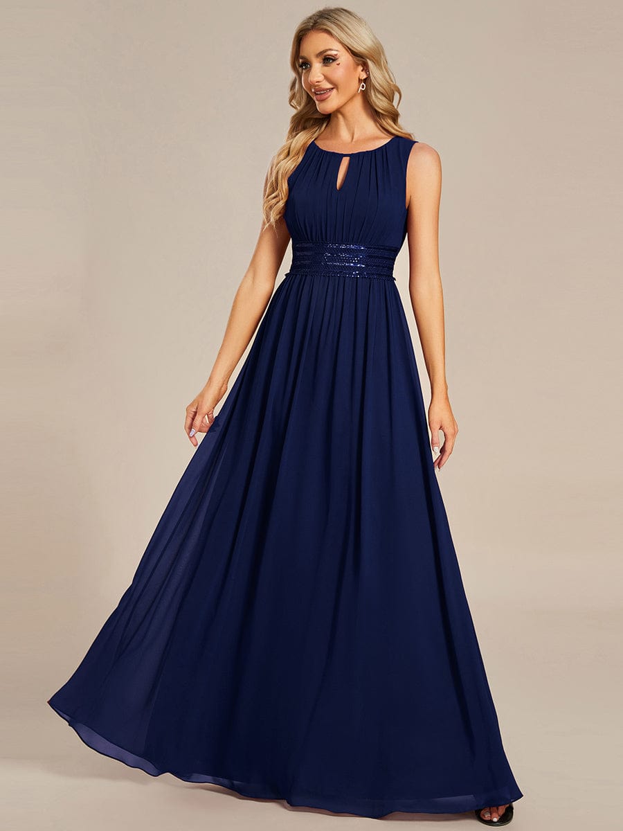 ever KALIA|Simple Sleeveless A-line Chiffon Bridesmaid Dress with Hollow Out Detail