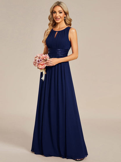 ever KALIA|Simple Sleeveless A-line Chiffon Bridesmaid Dress with Hollow Out Detail