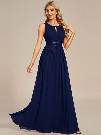 ever KALIA|Simple Sleeveless A-line Chiffon Bridesmaid Dress with Hollow Out Detail